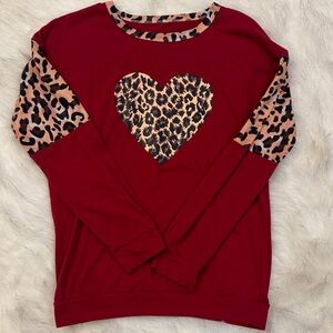 Leopard Heart Red Women's Top